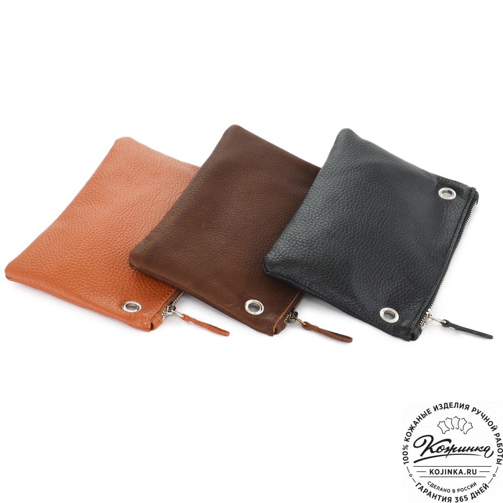 Женская кожаная сумка "Трио" (рыжий/коричневый/черный) 